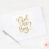 Elegant Meisje of Jongen Gouden Glitter Geslacht O Vierkante Sticker (Envelop)