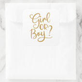 Elegant Meisje of Jongen Gouden Glitter Geslacht O Vierkante Sticker (Tas)