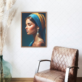 Elegant meisje portret klassieke stijl | canvas afdruk