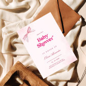 Elegant Meisje Roze Bow Baby shower Uitnodiging