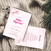 Elegant Meisje Roze Bow Baby shower Uitnodiging