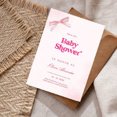 Elegant Meisje Roze Bow Baby shower Uitnodiging