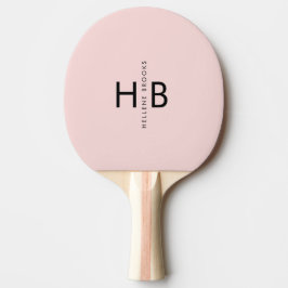 Elegant Meisje Roze & Zwart Initiaal Monogram Tafeltennisbatje