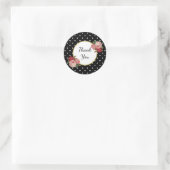 Elegant Meisje  Stippen Rozen Bloemen Dank u Ronde Sticker (Tas)