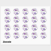 Elegant Meisje Violet Lila Paarse Bloemen Ronde Sticker (Vel)