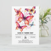 Elegant meisje vlinder meisje verjaardag kaart (Staand voorkant)