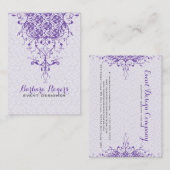 Elegant Meisje Wit & Paarse Bloemen Kant Visitekaartje (Voorkant / Achterkant)