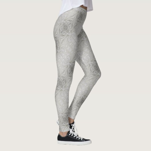 elegant meisjesachtig chic grijs crèmekleurig beig leggings (Rechts)