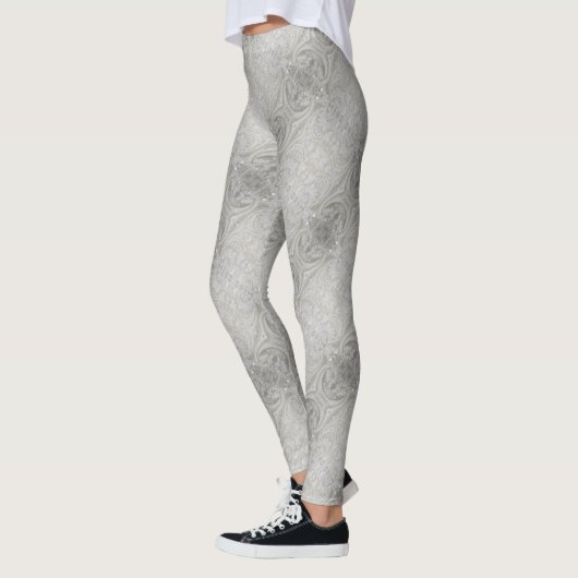 elegant meisjesachtig chic grijs crèmekleurig beig leggings (Links)