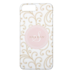 Elegant meisjesachtig gouden roze bloempatroon mon iPhone 8/7 plus hoesje