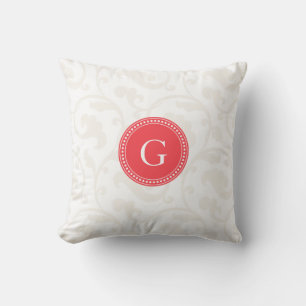 Elegant meisjesachtig rood wit bloempatroon initia kussen