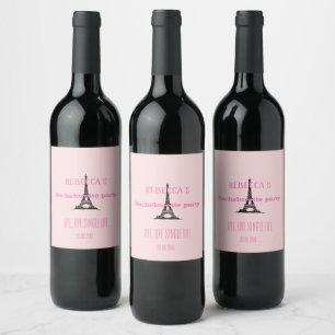 Elegant Meisjesachtig Roze Paris Thema Afscheid Al Wijn Etiket