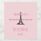 Elegant Meisjesachtig Roze Paris Thema Afscheid Al Wijn Etiket (Enkel label)