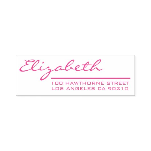 Elegant Meisjesachtig Roze Script Retouradres Zelfinktende Stempel (Design)