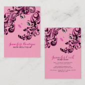 Elegant meisjesroze en zwart schoonheidsgezicht visitekaartje (Voorkant / Achterkant)