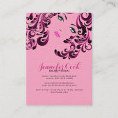 Elegant meisjesroze en zwart schoonheidsgezicht visitekaartje (Achterkant)