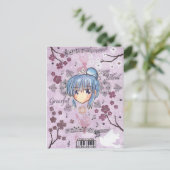 Elegant/Melancholy Ume-Chibi met collage achtergro Briefkaart (Staand voorkant)