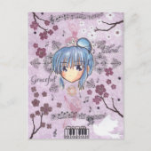 Elegant/Melancholy Ume-Chibi met collage achtergro Briefkaart (Voorkant)