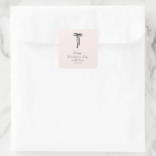 Elegant melkroze Valentijnsdag Vierkante Sticker (Tas)