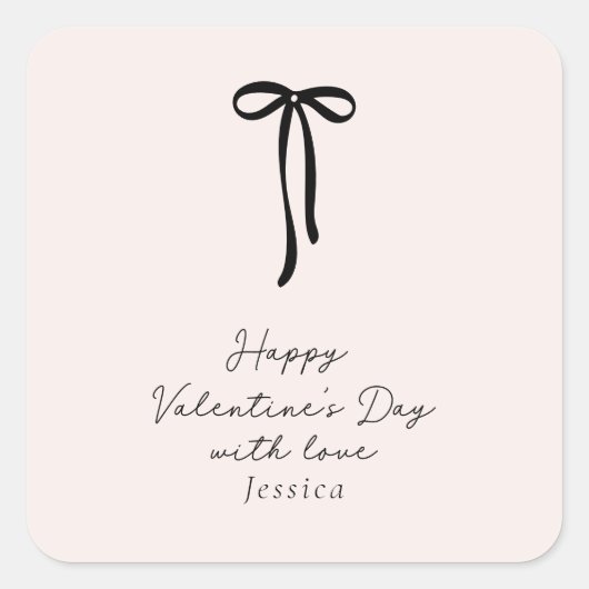 Elegant melkroze Valentijnsdag Vierkante Sticker (Voorkant)