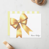 Elegant Mellow Yellow Bow Stationery Note Card Notitiekaartje (Voorkant / Achterkant in situ)