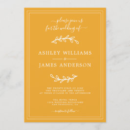 Elegant Mellow Yellow Wedding-uitnodiging Kaart