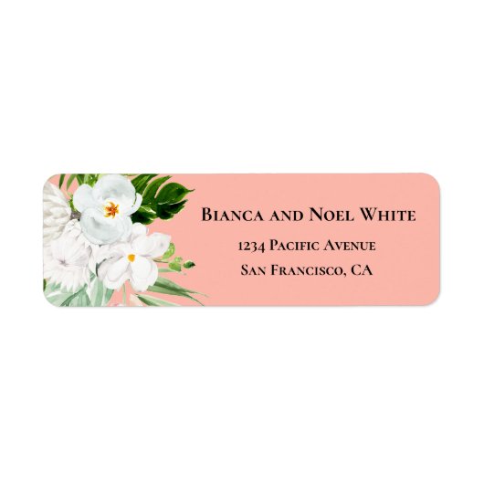 Elegant Melon Floral Return Address Labels (Voorkant)