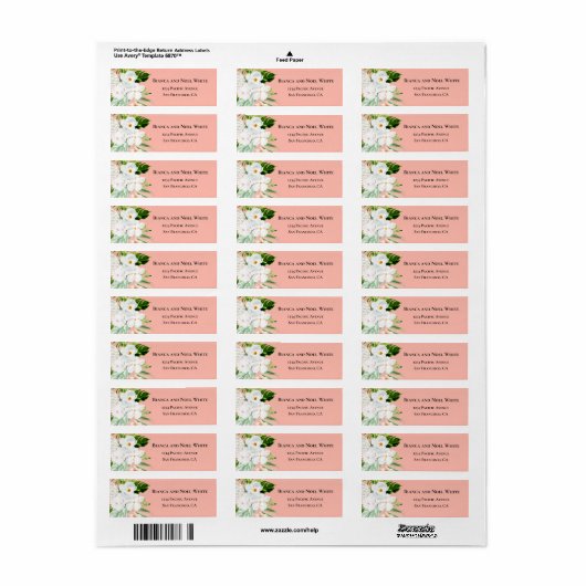 Elegant Melon Floral Return Address Labels (Full Sheet)