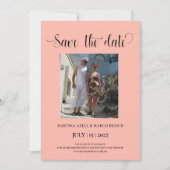 Elegant Melon Photo Save the date Invitation Kaart (Voorkant)