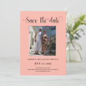 Elegant Melon Photo Save the date Invitation Kaart (Staand voorkant)