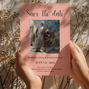 Elegant Melon Photo Save the date Invitation Kaart