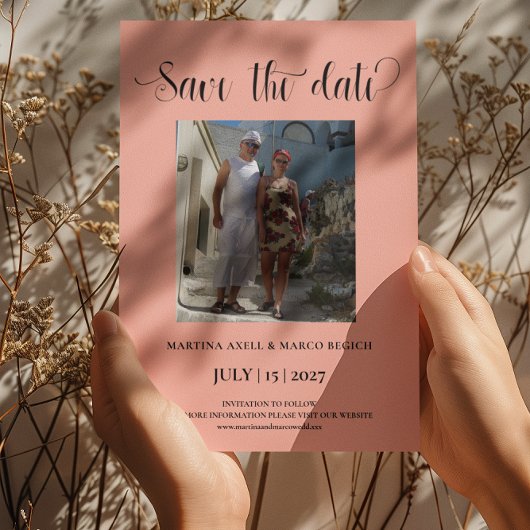 Elegant Melon Photo Save the date Invitation Kaart