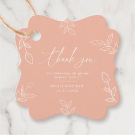 Elegant Melon Pink Leaves Bedankt voor je huwelijk Bedankjes Labels