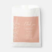 Elegant Melon Pink Leaves Weddenschap Bedankt Bedankzakje (Voorkant)