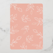 Elegant Melon Pink Minimale Roos Gold Leaf Wedding Folie Uitnodiging (Achterkant)