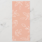 Elegant Melon Pink Minimalist Leaves Wedding Menu (Achterkant)
