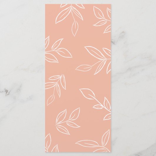 Elegant Melon Pink Minimalist Leaves Wedding Menu (Achterkant)