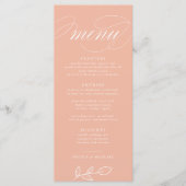 Elegant Melon Pink Minimalist Leaves Wedding Menu (Voorkant)