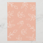 Elegant Melon Pink Minimalist Leaves Wedding Menu (Achterkant)
