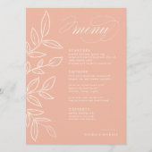 Elegant Melon Pink Minimalist Leaves Wedding Menu (Voorkant)