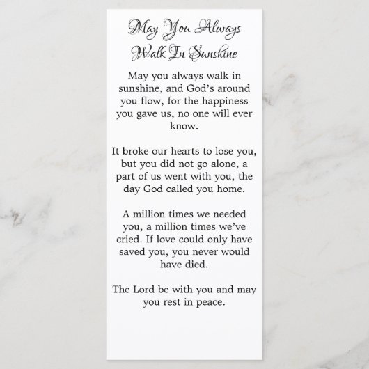 Elegant Memorial 2 Foto Funeral Prayer Kaart (Achterkant)