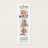 Elegant Memorial 3 Foto Funeral Poem Bladwijzer Mini Visitekaartjes (Voorkant)