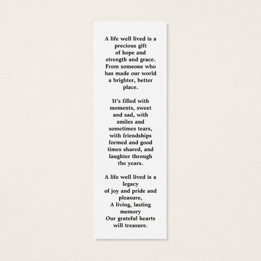 Elegant Memorial 3 Foto Funeral Prayer Bladwijzer Mini Visitekaartjes (Achterkant)