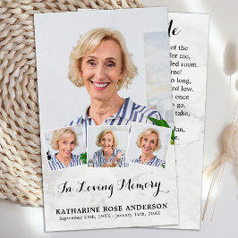 Elegant Memorial 4 foto begrafenisgebed Kaarten Visitekaartje