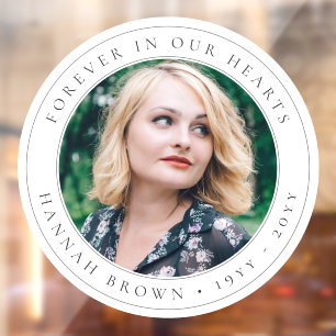 Elegant Memorial Chic Funeral Favor Photo Tribut Raamsticker