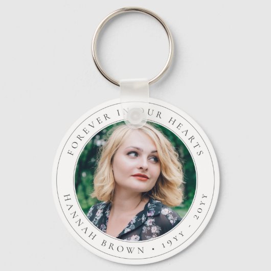 Elegant Memorial Chic Funeral Favor Photo Tribut Sleutelhanger (Achterkant)