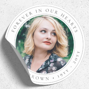 Elegant memorial chique begrafenis foto tribute ronde sticker