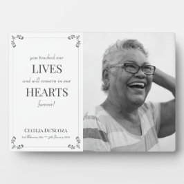 Elegant Memorial Custom Photo White Herdenking Fotoplaat