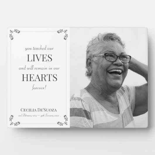 Elegant Memorial Custom Photo White Herdenking Fotoplaat (voorkant)