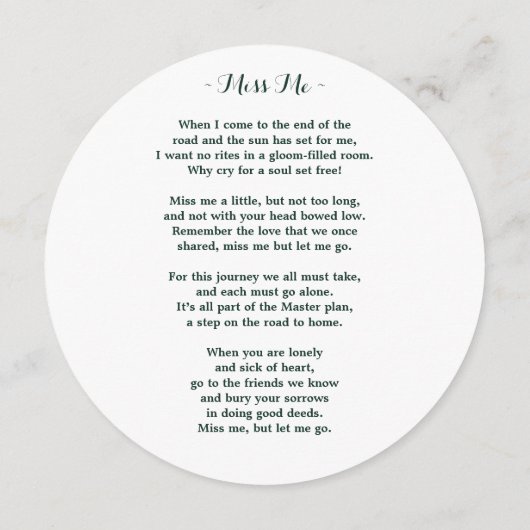 Elegant Memorial Eucalyptus Funeral Prayer Kaart (Achterkant)